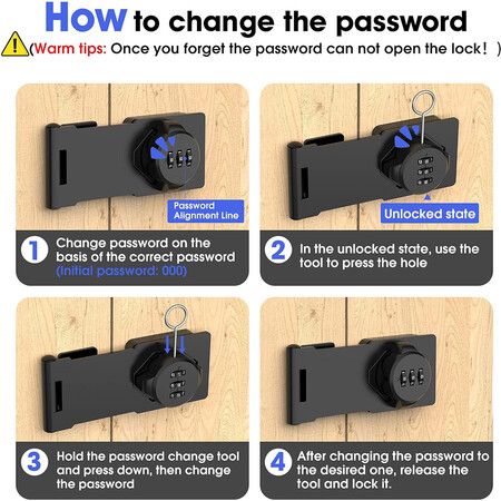 Mechanical Password Rotary Hasp Locks, Cabinet locks with Combination, Door Security Gate Locks for Small Doors, Cabinets, Barn Door, Closet