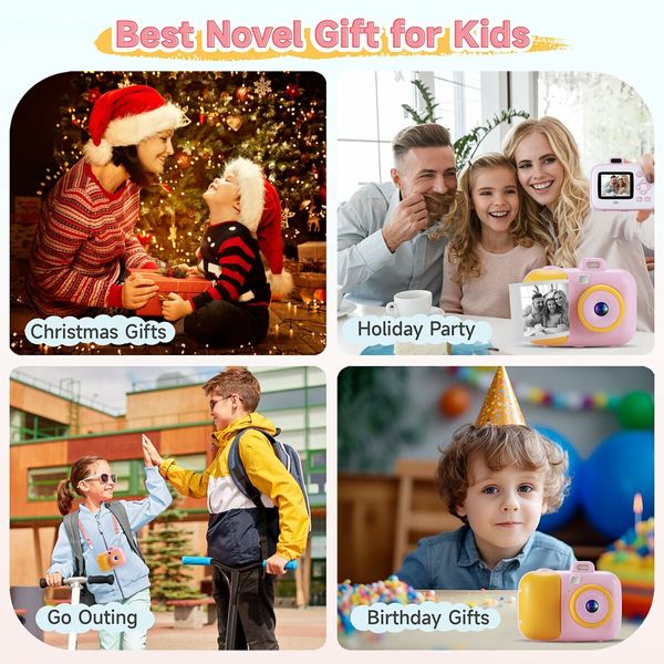 Kids Camera Instant Print for Girls Boys Age 3+ Kids Toys,12MP 1080P Kids Digital Cameras Christmas Birthday Gifts for Age3+ Girls,Toddler Camera Girls Toys (Pink)