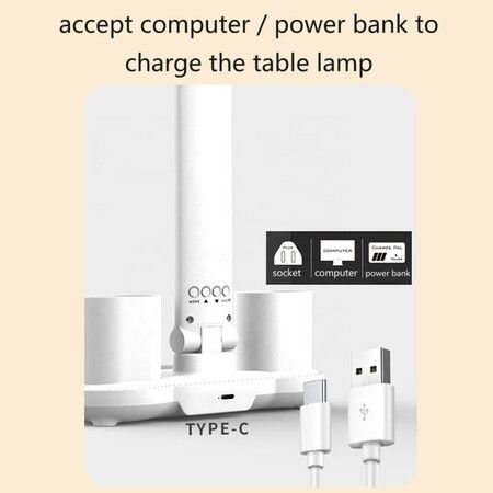 LED Desk Lamp with Fan, Foldable Table Lamp with Clock Date Pen Holder  Reading Light for Study Home Office