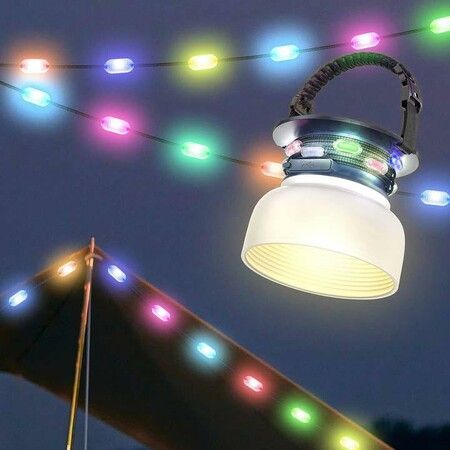 Colour Solar String Lights Outdoor Camping Lantern Rechargeable Power Bank 3 Colour Modes Waterproof Indoor Outdoor Decorations