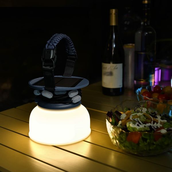 Colour Solar String Lights Outdoor Camping Lantern Rechargeable Power Bank 3 Colour Modes Waterproof Indoor Outdoor Decorations