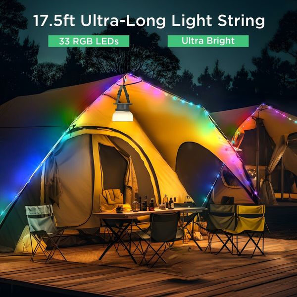 Colour Solar String Lights Outdoor Camping Lantern Rechargeable Power Bank 3 Colour Modes Waterproof Indoor Outdoor Decorations