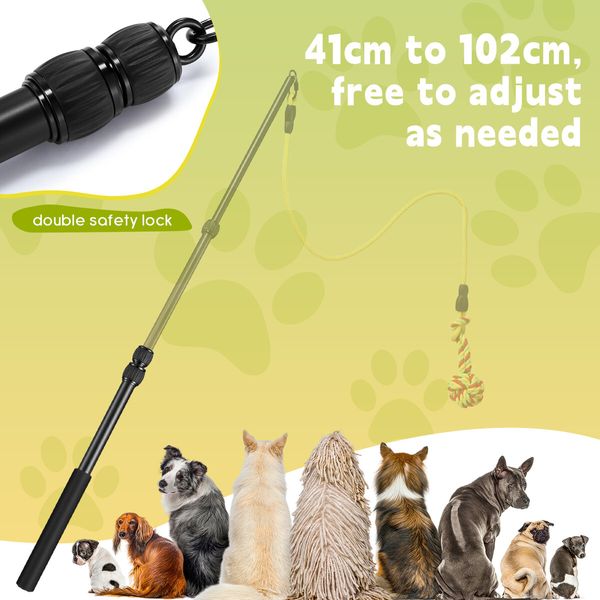 Dog Cat Toy Pet Play Interactive Flirt Pole Puppy Wand Retractable Training Exercise Tug Equipment Durable Teaser Chase Stick