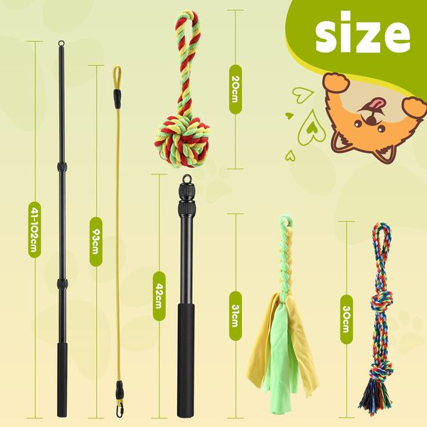 Dog Cat Toy Pet Play Interactive Flirt Pole Puppy Wand Retractable Training Exercise Tug Equipment Durable Teaser Chase Stick