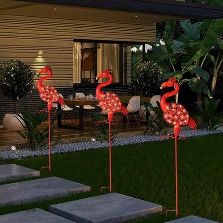 Solar Lights Outdoor Christmas Decorative Lights Colorful Led Solar Flamingo Garden Lights for Lawn Patio for Yard