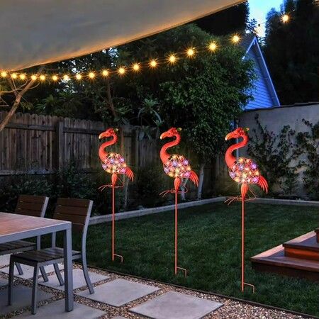 Solar Lights Outdoor Christmas Decorative Lights Colorful Led Solar Flamingo Garden Lights for Lawn Patio for Yard