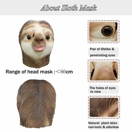 Sloth Latex Masks Funny Halloween Dress Up Costume Halloween Christmas Party   Carnival Head covers