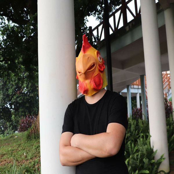 Rooster Mask Deluxe Novelty Halloween Costume Party Latex Animal Chicken Head Mask