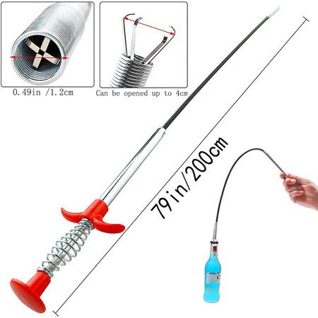 2M Flexible Grabber Claw Pick Up Reacher Tool With 4 Claws Bendable Hose Pickup Reaching Assist Tool for Litter Pick, Home Sink, Drains, Toilet, 2 meters