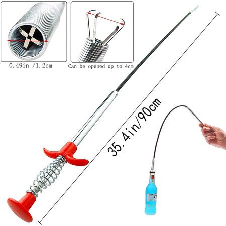 0.9M Flexible Grabber Claw Pick Up Reacher Tool With 4 Claws Bendable Hose Pickup Reaching Assist Tool for Litter Pick, Home Sink, Drains, Toilet, 0.9 Meter