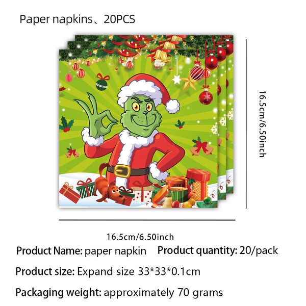 Grinch Tableware Set,Christmas Party Supplies For Kids Christmas Birthday Party tableware Decorations Grinch Themed Decorations