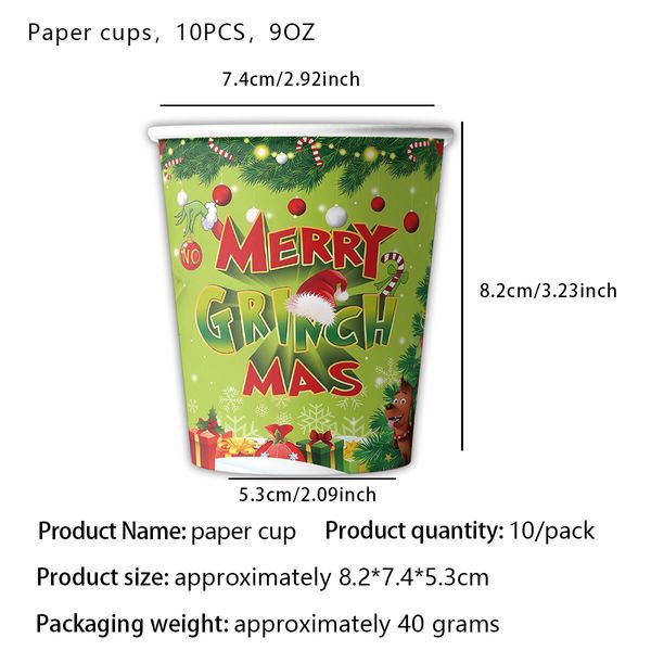 Grinch Tableware Set,Christmas Party Supplies For Kids Christmas Birthday Party tableware Decorations Grinch Themed Decorations