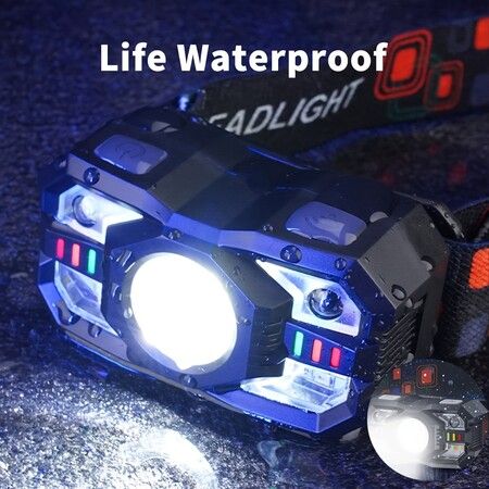 LED Induction Headlight,Super Bright Rechargeable Headlight,5 Modes With White & Red Light,Perfect For Outdoor Camping,Hiking,Fishing,Emergency