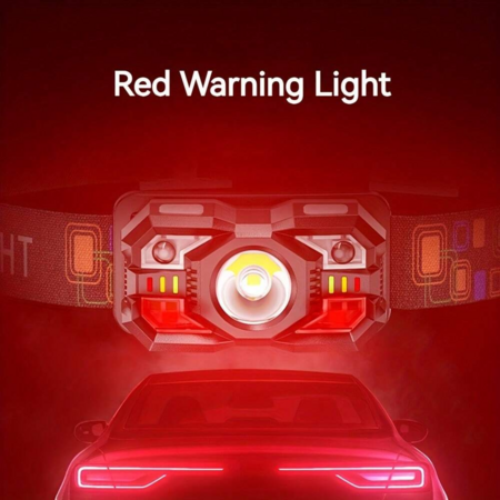 LED Induction Headlight,Super Bright Rechargeable Headlight,5 Modes With White & Red Light,Perfect For Outdoor Camping,Hiking,Fishing,Emergency