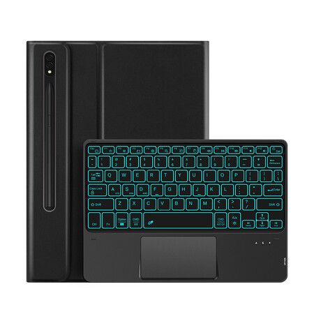 Keyboard Case for 12.4 inch Samsung Galaxy Tab S9 FE Plus/S9 Plus 2023 Tablet, MultiTouch Trackpad, Silicone Back Cover, Detachable Wireless Keyboard Case (Tab Not Included)