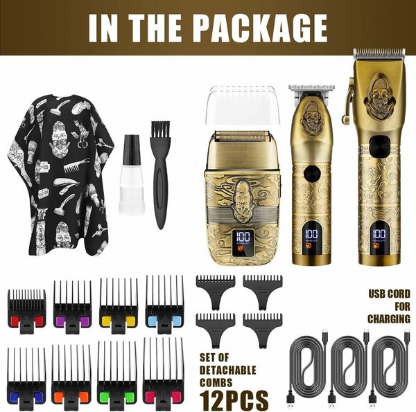 Professional Hair Clippers Men Electric Razor Shavers Nose Trimmer Cordless Beard Barber Grooming Kit