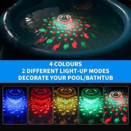 Floating LED Bath Light Multicolor Projection Fish Pattern Water Fountain Underwater Disco Light Bathtub Fun Party