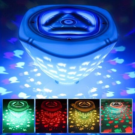 Floating LED Bath Light Multicolor Projection Fish Pattern Water Fountain Underwater Disco Light Bathtub Fun Party