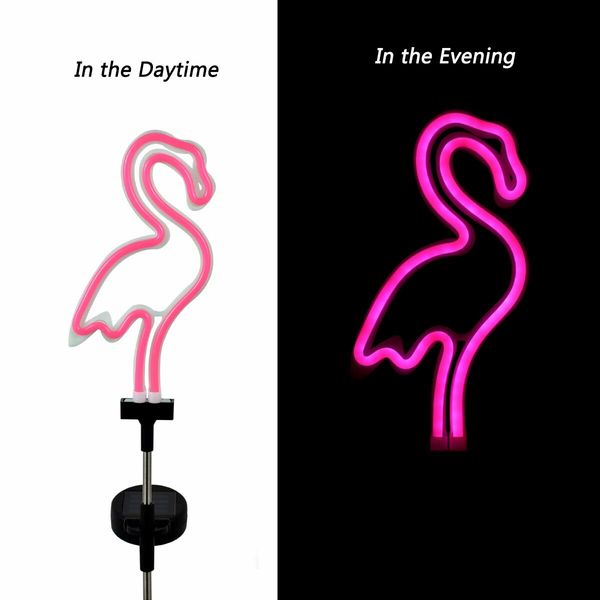 Solar Neon Flamingo Garden Stake Lights Outdoor Pathway Lawn Patio Yard Walkway  Party Lighting