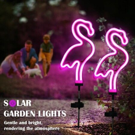 Solar Neon Flamingo Garden Stake Lights Outdoor Pathway Lawn Patio Yard Walkway  Party Lighting