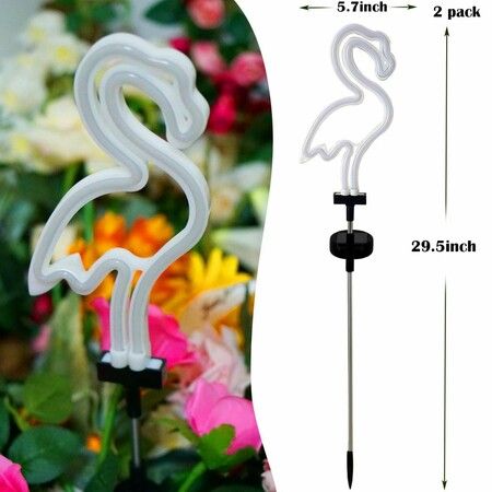 Solar Neon Flamingo Garden Stake Lights Outdoor Pathway Lawn Patio Yard Walkway  Party Lighting