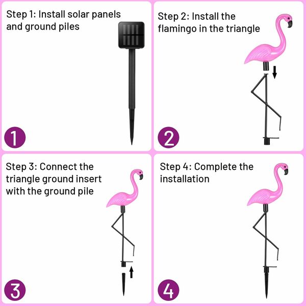 3 Pieces Flamingo Solar Flamingo Lights Outdoor Yard Waterproof Flamingo Stake  Decorations Lawn Garden Christmas Patio Pond Ground Backyard Decor