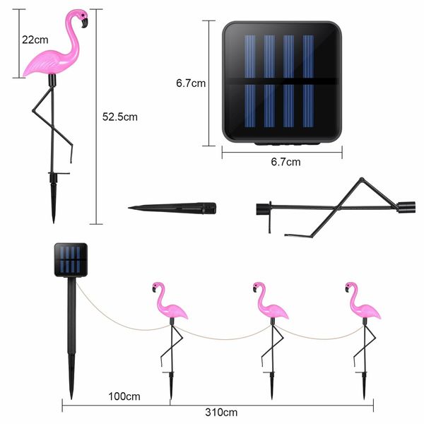 3 Pieces Flamingo Solar Flamingo Lights Outdoor Yard Waterproof Flamingo Stake  Decorations Lawn Garden Christmas Patio Pond Ground Backyard Decor