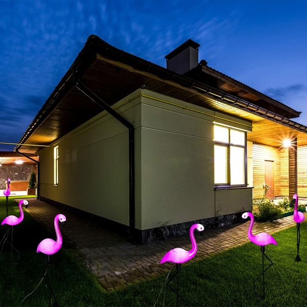 3 Pieces Flamingo Solar Flamingo Lights Outdoor Yard Waterproof Flamingo Stake  Decorations Lawn Garden Christmas Patio Pond Ground Backyard Decor