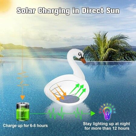 Solar inflatable Swan Floating Pool Ball Lights RGB Swan Waterproof Summer Fun Swimming Pool Spa Patio Wedding Party Beach Decorations