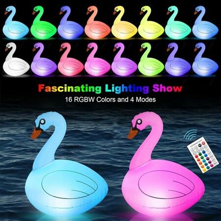 Solar inflatable Swan Floating Pool Ball Lights RGB Swan Waterproof Summer Fun Swimming Pool Spa Patio Wedding Party Beach Decorations