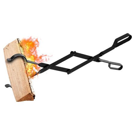 26 Inch Long Firewood Tongs Log Grabber for Fire Pit Campfire Bonfire Fireplace Heavy Duty Wrought Iron Outside Outdoor Indoor Wood Stove Fire Place Tools