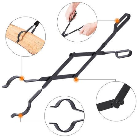 26 Inch Long Firewood Tongs Log Grabber for Fire Pit Campfire Bonfire Fireplace Heavy Duty Wrought Iron Outside Outdoor Indoor Wood Stove Fire Place Tools