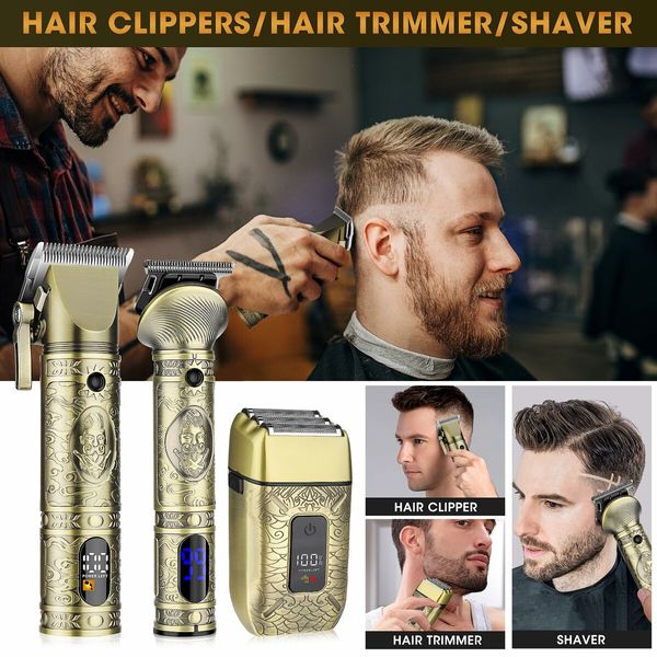 Professional Hair Clippers Men Electric Razor Shavers Nose Trimmer Cordless Beard Barber Grooming Kit