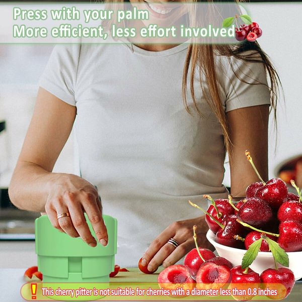 Cherry Pitter,6 in1 Multiple Cherry Seed Remover,Labor-Saving Push Down Cherry Pit Remover Tool,Dishwasher Safe (Green)