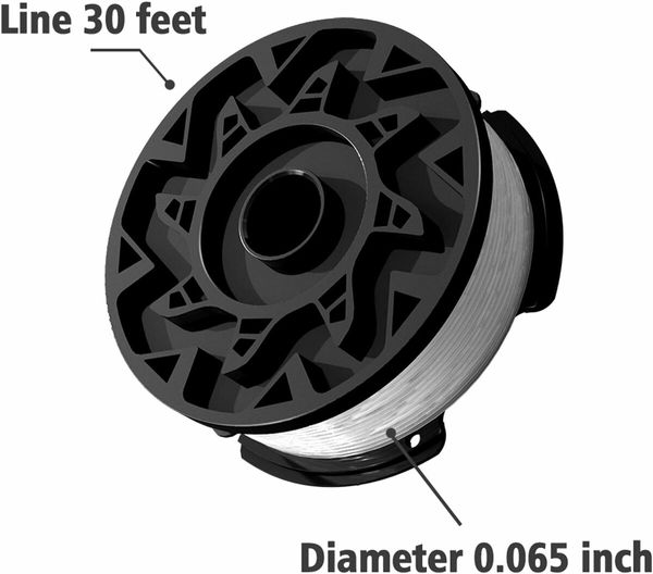 Set of 5 AF100 Weed Eater Spool 30ft 0.065 Inches Line for Black And Decker AF100 Trimmers Includes 3 Replacement Spools and 1 Trimmer Caps