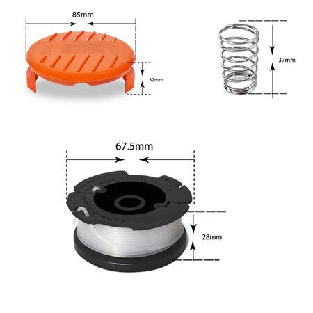 Set of 5 AF100 Weed Eater Spool 30ft 0.065 Inches Line for Black And Decker AF100 Trimmers Includes 3 Replacement Spools and 1 Trimmer Caps