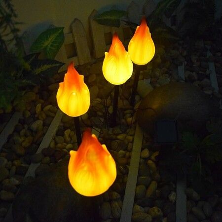 3p Solar Flame Lights Outdoor Decorative Lights Simulated Flame Landscape Garden Christmas Halloween Decoration