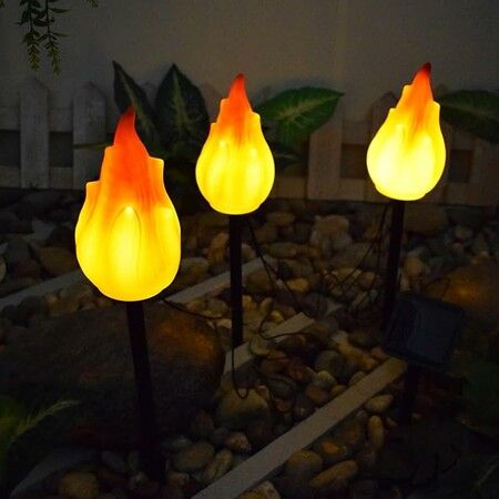 3p Solar Flame Lights Outdoor Decorative Lights Simulated Flame Landscape Garden Christmas Halloween Decoration