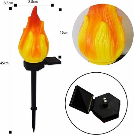 3p Solar Flame Lights Outdoor Decorative Lights Simulated Flame Landscape Garden Christmas Halloween Decoration