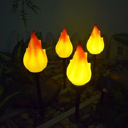 3p Solar Flame Lights Outdoor Decorative Lights Simulated Flame Landscape Garden Christmas Halloween Decoration