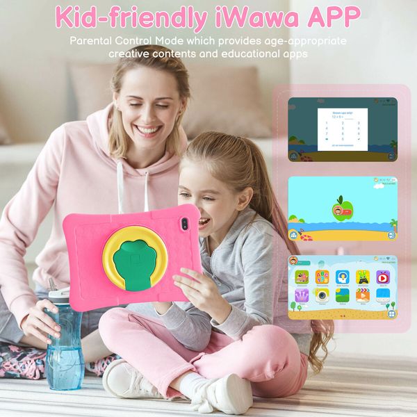 10 Inch Android 13 Kids Tablet 4GB RAM 128GB ROM Parental Control Pre-Installed Apps Educational Learning Tablet Case