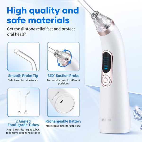 Tonsil Stone Removal Kit Remover Electronic Rock Extractor Oral Care Extraction Tool Cleaner Mouth Vacuum Cleaning 5 Suction Modes