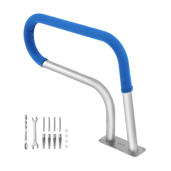 Swimming Pool Handrail Steps Stairs Railing Banister Stainless Steel Grab Bar Handle 812x584mm with 110cm Grip Cover