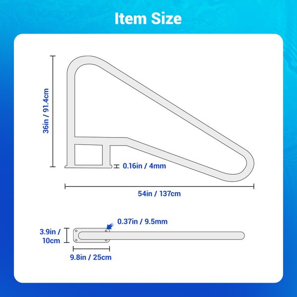 Swimming Pool Handrail Stairs Railing Steps Banister Grab Stainless Steel Handle 1370x914mm with 110cm Grip Cover