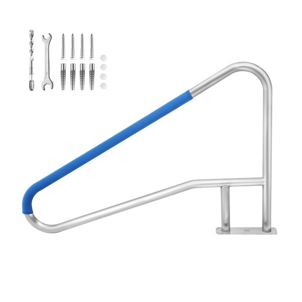 Swimming Pool Handrail Stairs Railing Steps Banister Grab Stainless Steel Handle 1370x914mm with 110cm Grip Cover