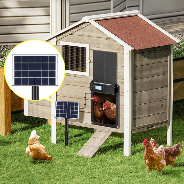 Solar Auto Chicken Coop Door Opener Automatic Timer Light Sensor Cage Closer Hen House Poultry Pet Security Control Kit