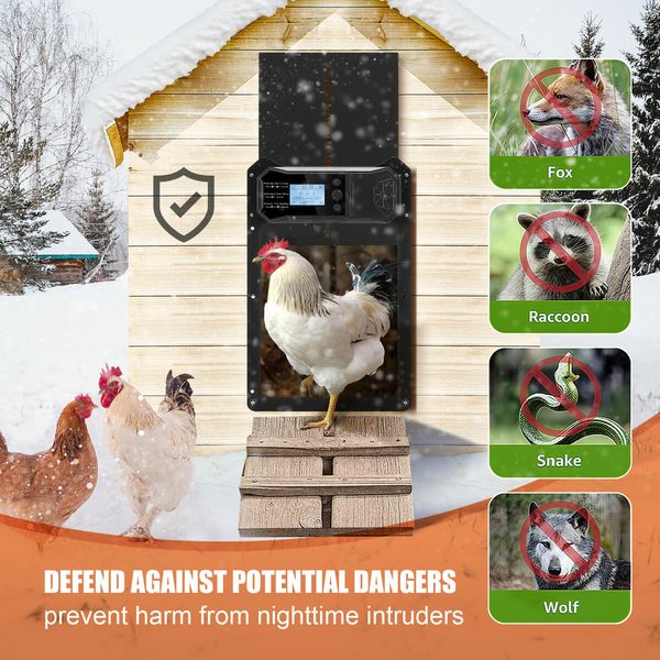 Solar Auto Chicken Coop Door Opener Automatic Timer Light Sensor Cage Closer Hen House Poultry Pet Security Control Kit