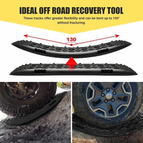 4WD Recovery Boards 4x4 Wheel Drive Tracks Off Road Tyre Ladder Traction Mats Tire Pads Treads for Truck Mud Snow Sand 2PCS