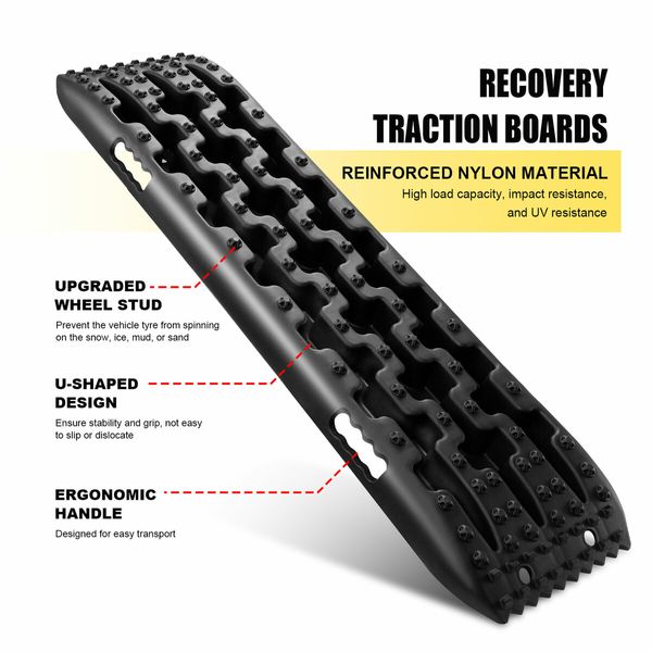 4WD Recovery Boards 4x4 Wheel Drive Tracks Off Road Tyre Ladder Traction Mats Tire Pads Treads for Truck Mud Snow Sand 2PCS