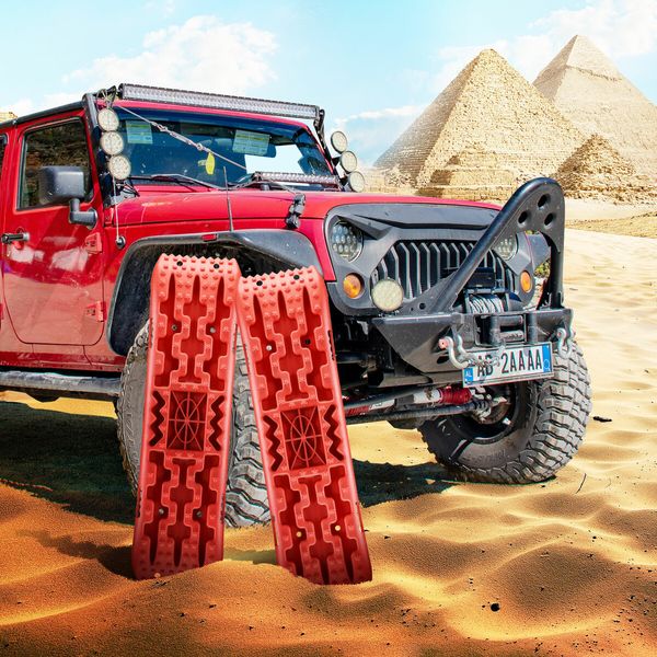 4WD Recovery Boards 4x4 Off Road Wheel Drive Tracks Traction Mats Tyre Ladder Pads for Truck Mud Sand 2PCS with Jack Base